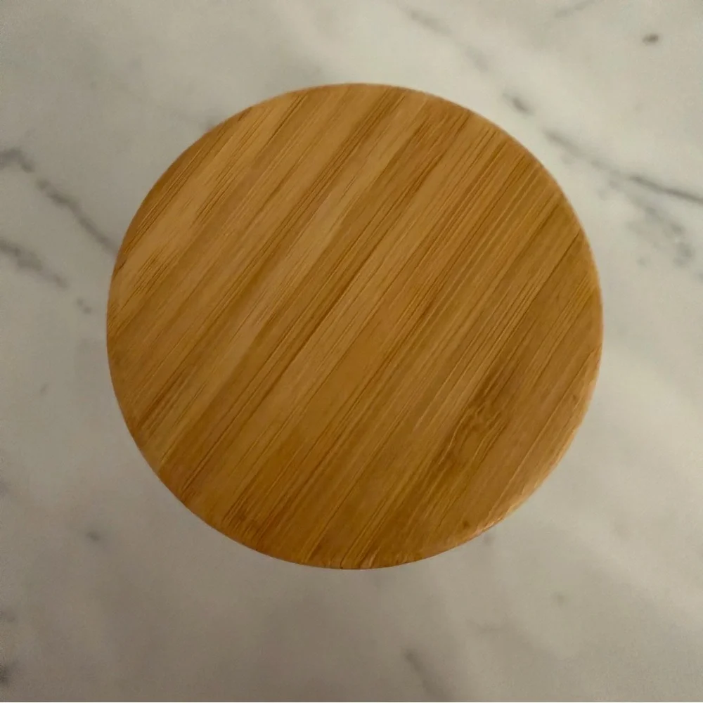 EREWHON Glass 14oz Jar Branded Lux Grocery Store Empty Reusable Wooden Lid Jar
